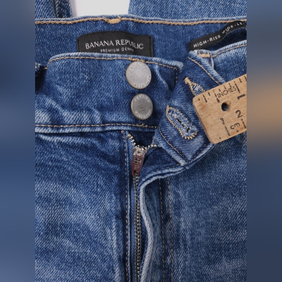 Banana Republic High Rise Wide Leg Crop Medium Wash Blue Jeans 30 - Picture 11 of 14